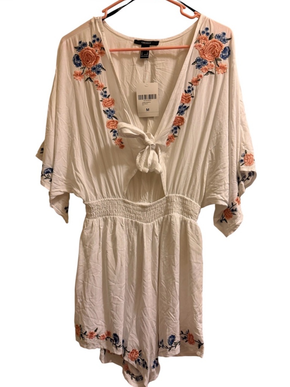 Forever 21 White Floral-Accent Romper